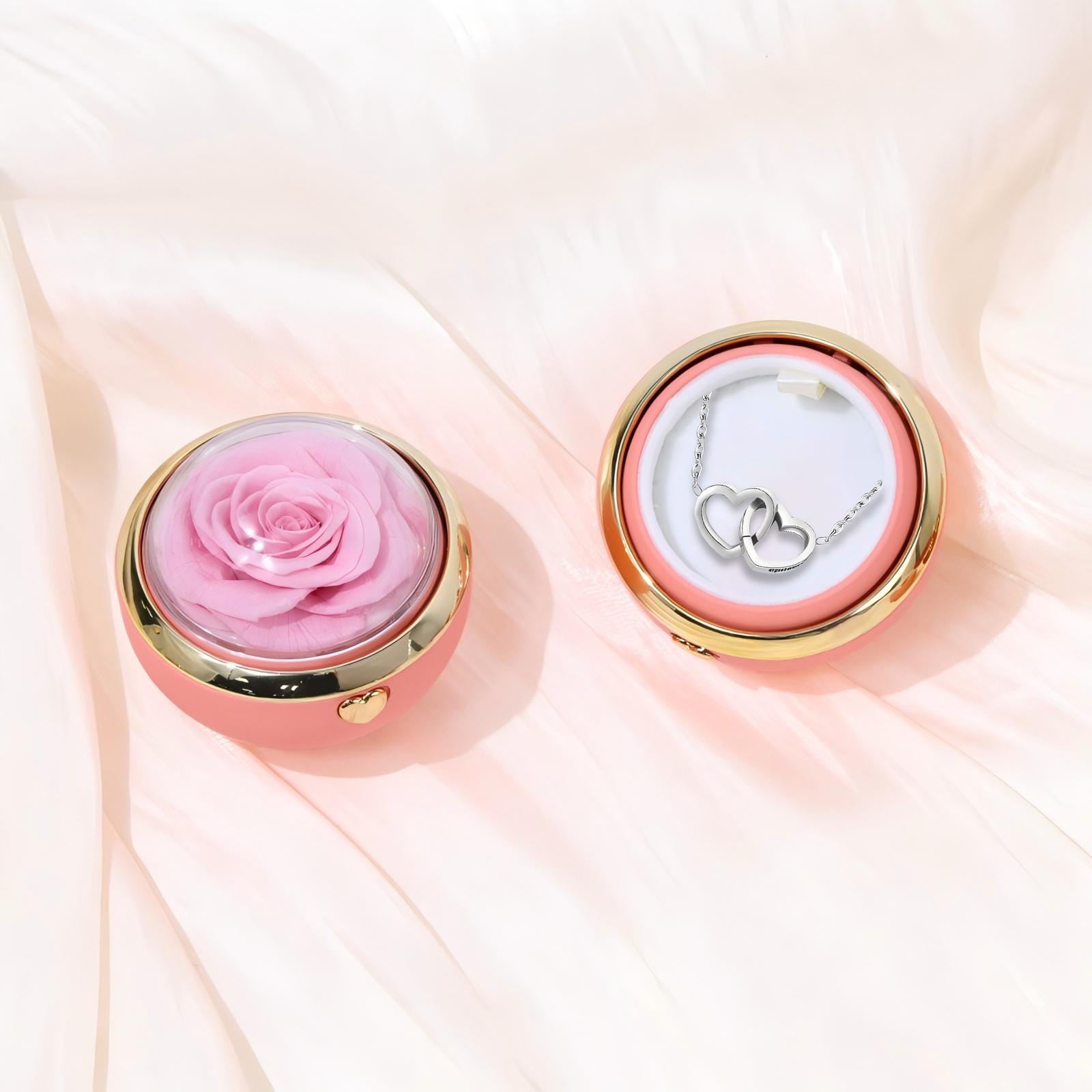 Ewige Rosenbox - Mit versteckter 14k Gold Doppelhalskette