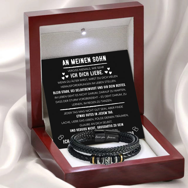 An meinen Sohn - Ich Liebe Dich - Geflochtenes Edelstahl Lederarmband