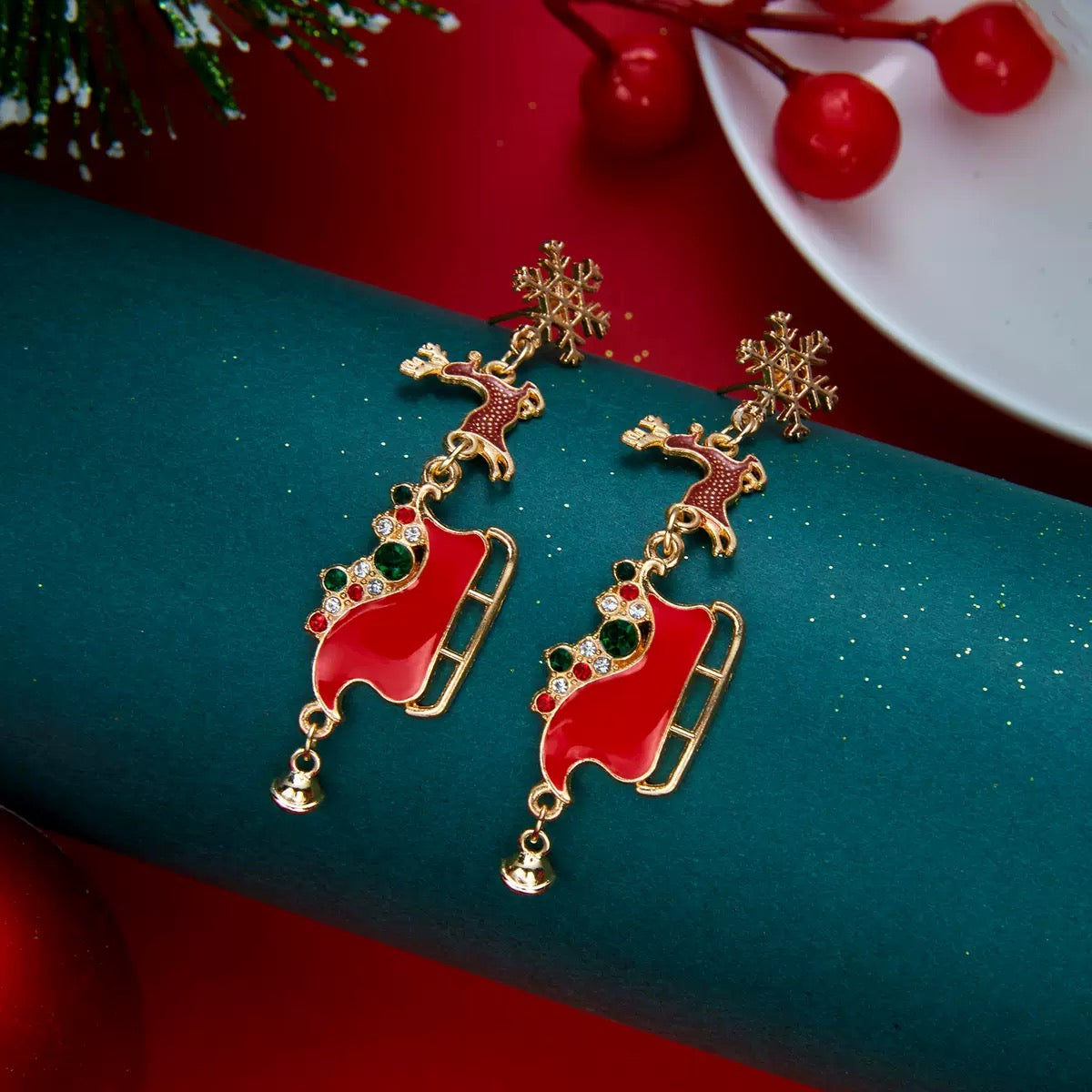 Weihnachts Ohrringe Emaille