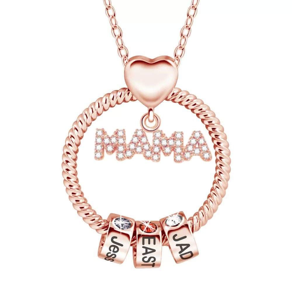 Mama Liebeskette mit Namen-Beads und Geburtsstein