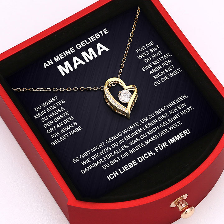 Ewige Rosenbox - An meine Mama mit 14k Weißgold Halskette