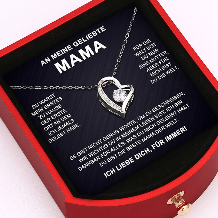 Ewige Rosenbox - An meine Mama mit 14k Weißgold Halskette