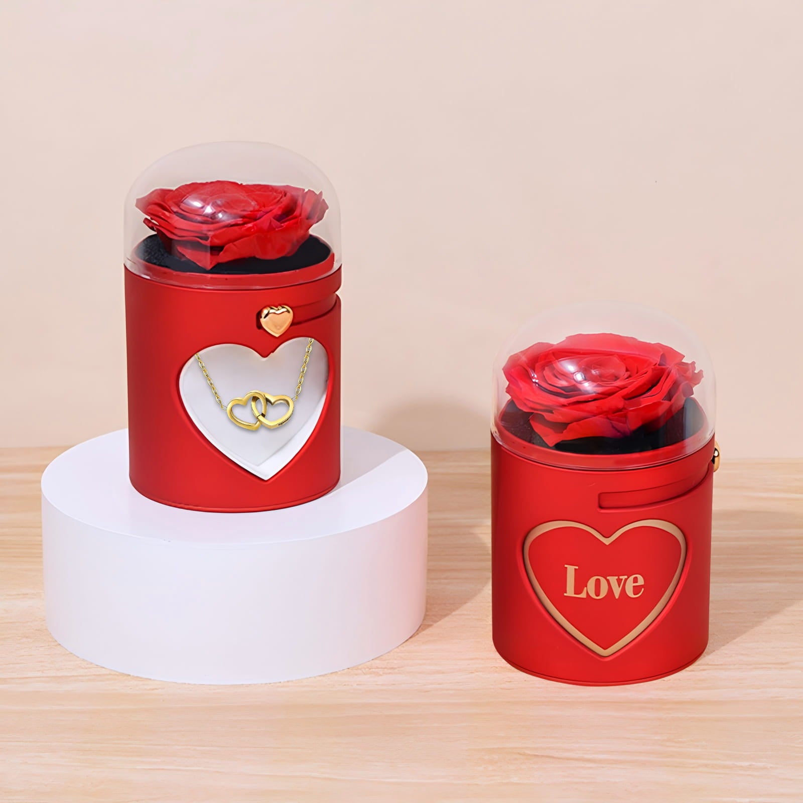 Schiebe Rosenbox - Mit versteckter 14k Halskette