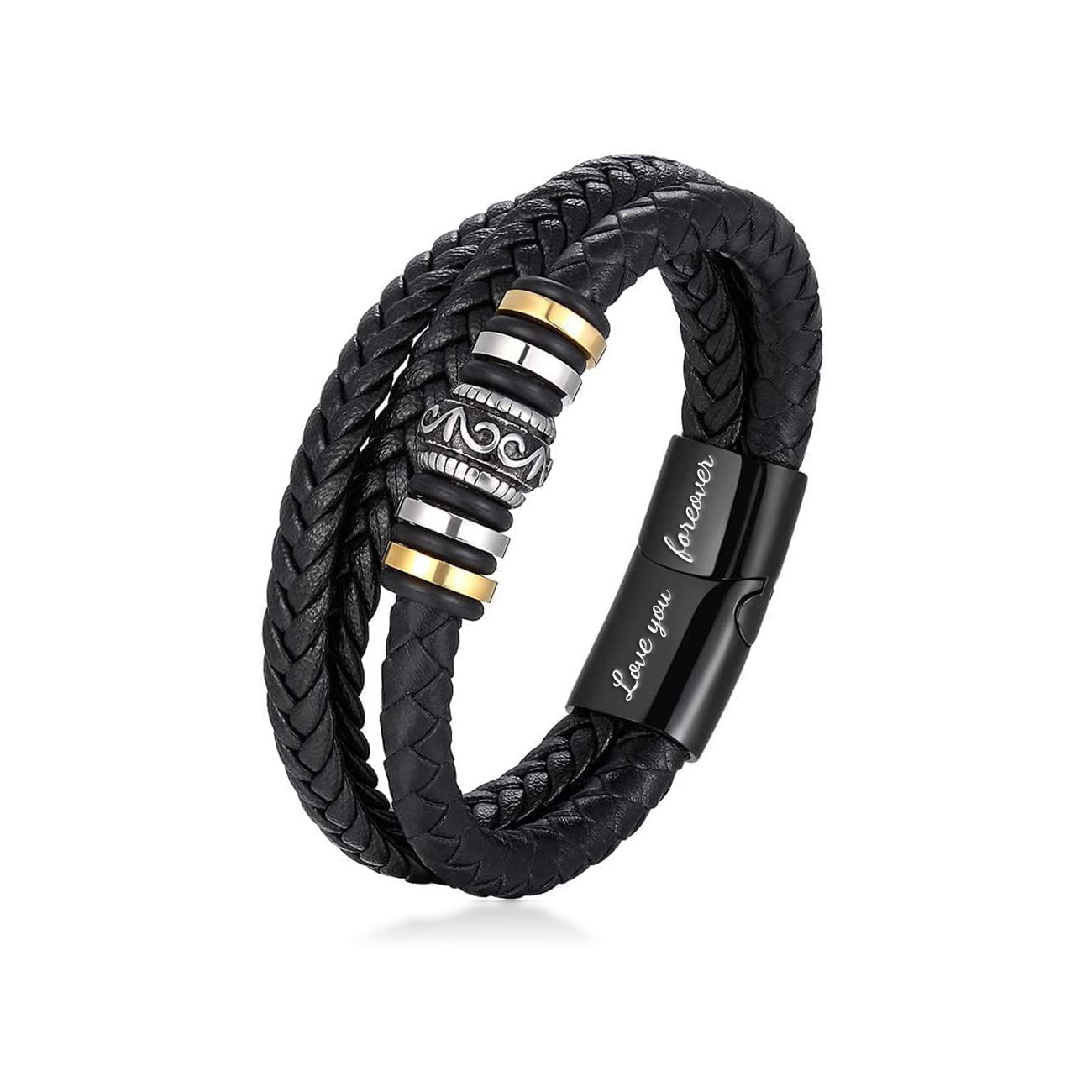 An meinen Sohn - Geflochtenes Edelstahl Lederarmband