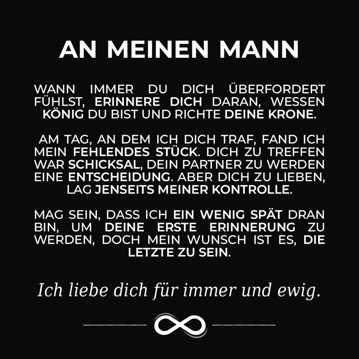 "An meinen Mann" - Unendlichkeits-Armband