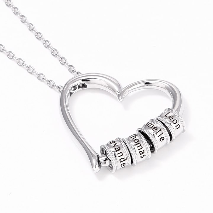 Herzkette mit personalisierten Namenringen - Für die beste Mama der Welt - Ewige Rosenbox