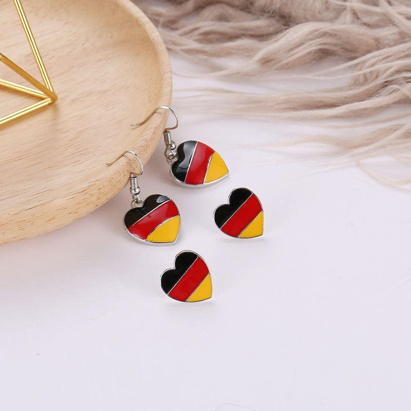 Deutschland Herz Ohrringe – Ohrstecker & Hängeohrringe in Schwarz-Rot-Gold