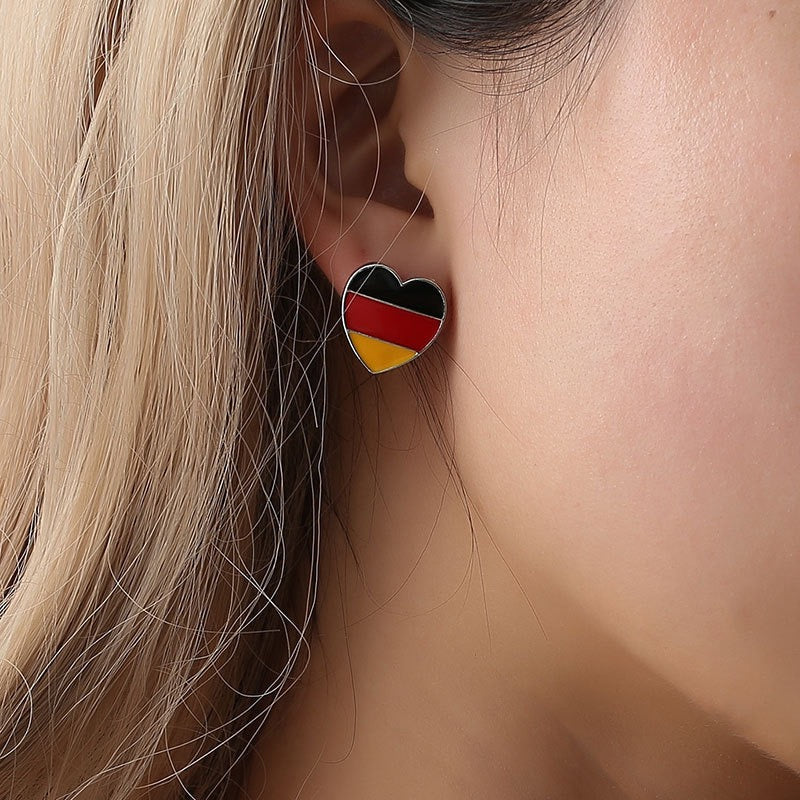 Deutschland Herz Ohrringe – Ohrstecker & Hängeohrringe in Schwarz-Rot-Gold