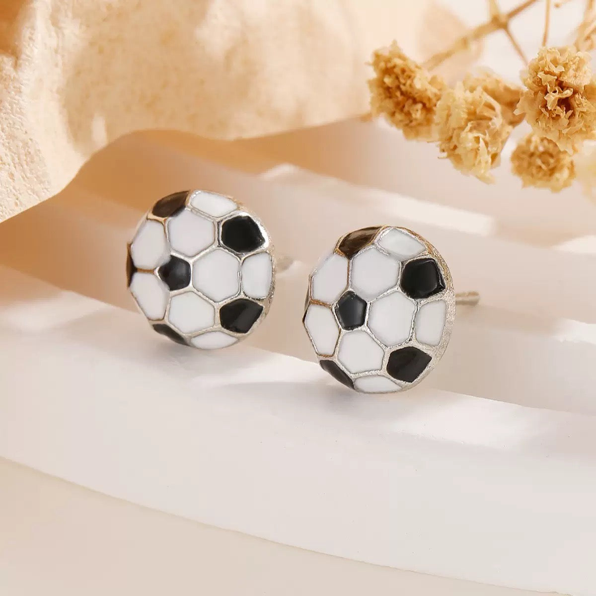 Fußball Ohrstecker 925 Sterling Silber – Kleine Fußball Ohrringe