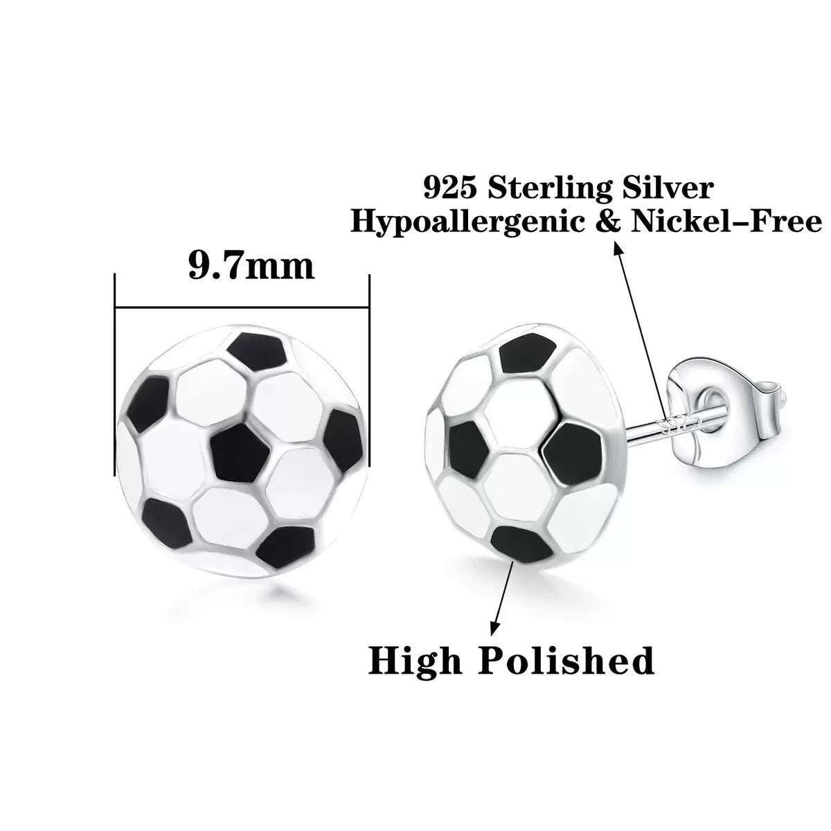 Fußball Ohrstecker 925 Sterling Silber – Kleine Fußball Ohrringe