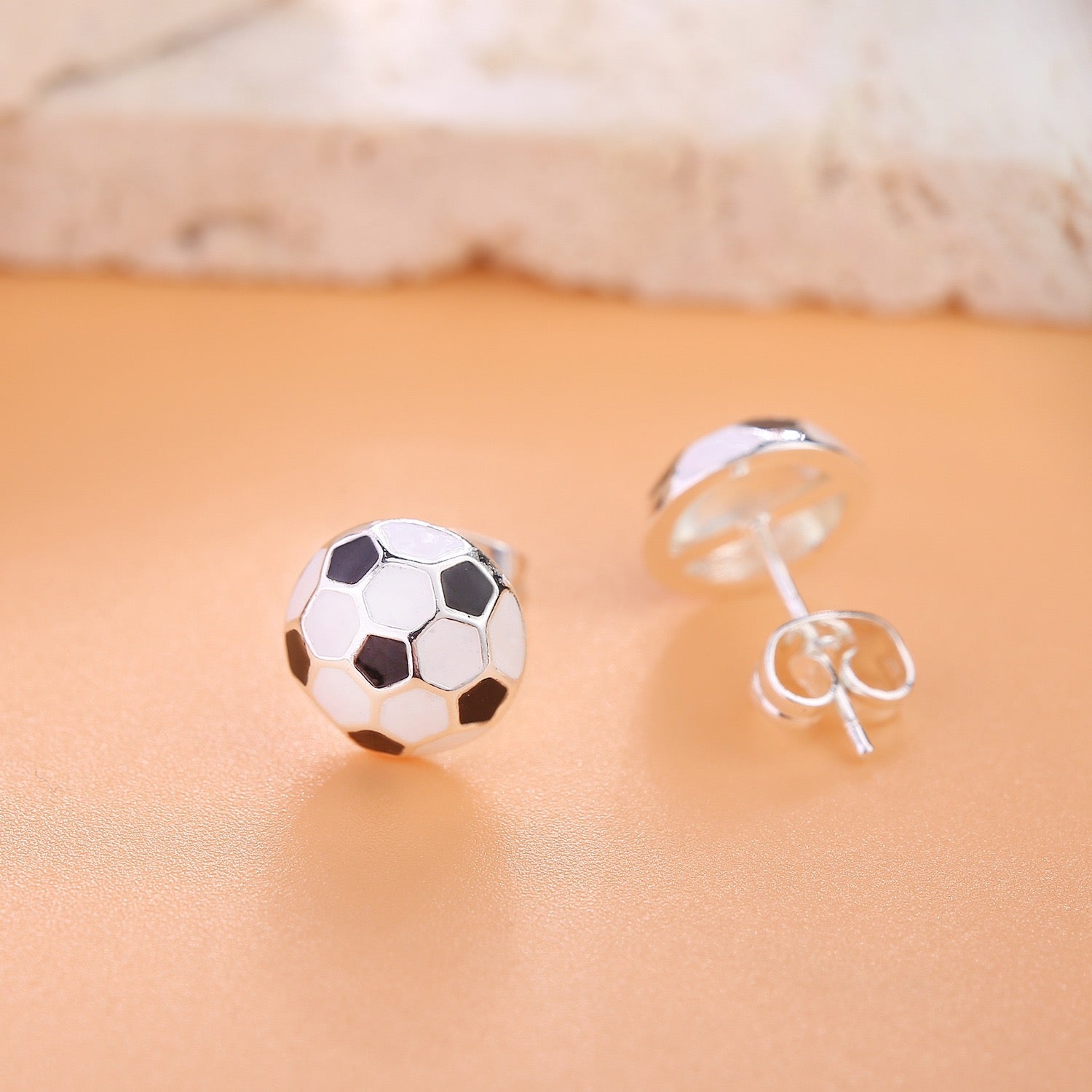 Fußball Ohrstecker 925 Sterling Silber – Kleine Fußball Ohrringe