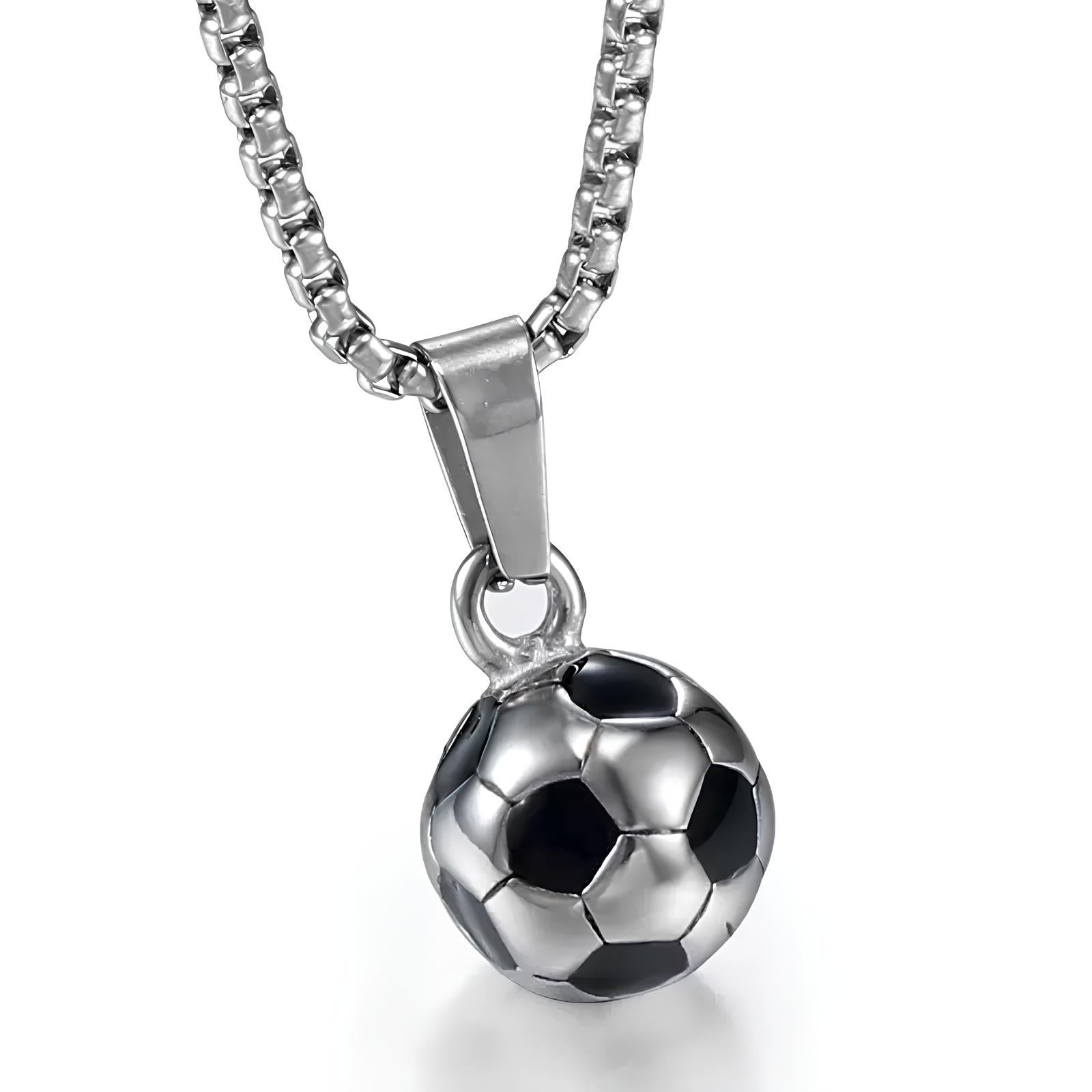 3D-Fußball-Halskette in glänzender Optik