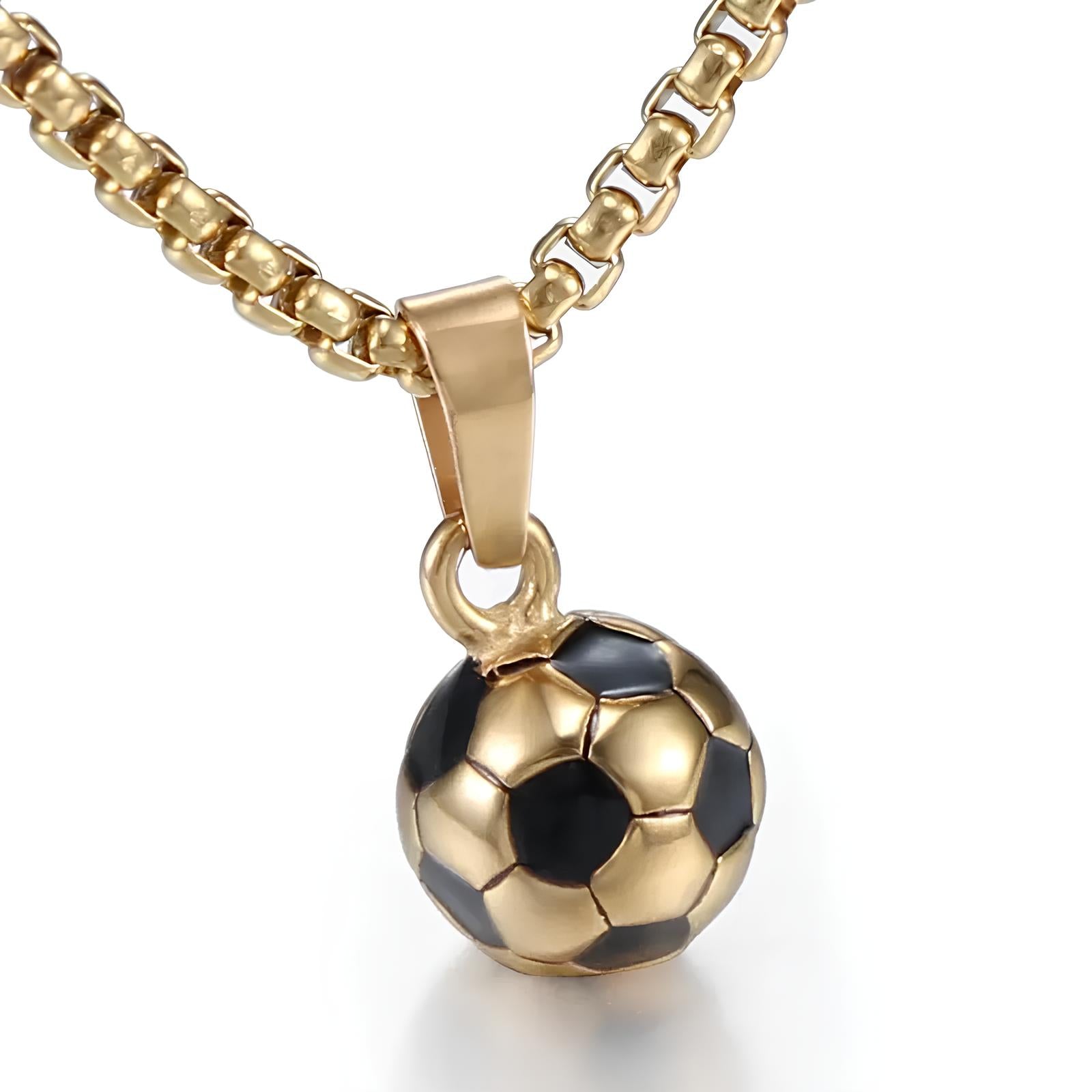 3D-Fußball-Halskette in glänzender Optik