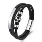 Fußball Armband Schwarz – Mehrreihiges geflochtenes Armband mit Fußball-Perle