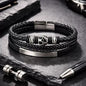 Fußball Armband Schwarz – Mehrreihiges geflochtenes Armband mit Fußball-Perle
