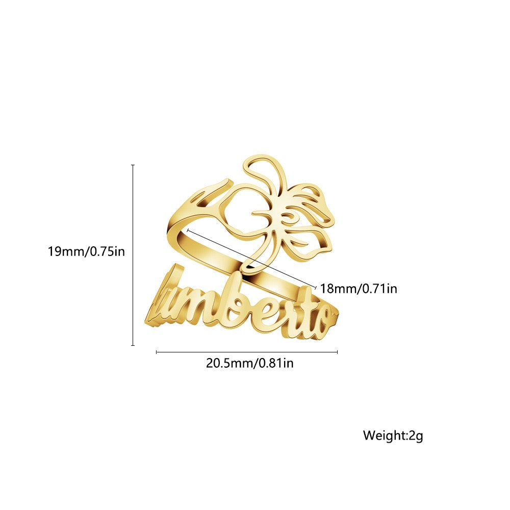 Personalisierter Geburtsblumen-Ring mit Name