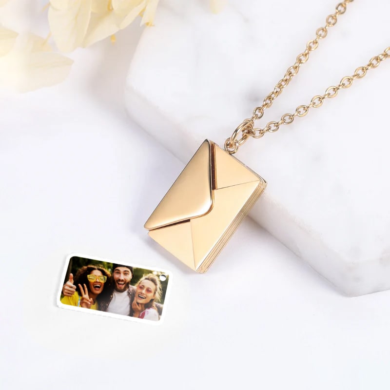 Liebesbrief Halskette mit personalisierter Nachricht oder Bild