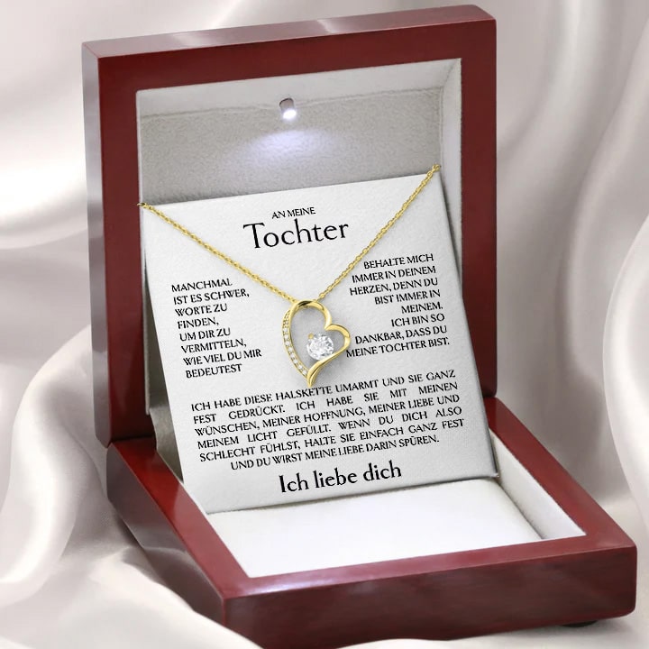 14k Weißgold Ausführung Herz Halskette - Für Tochter