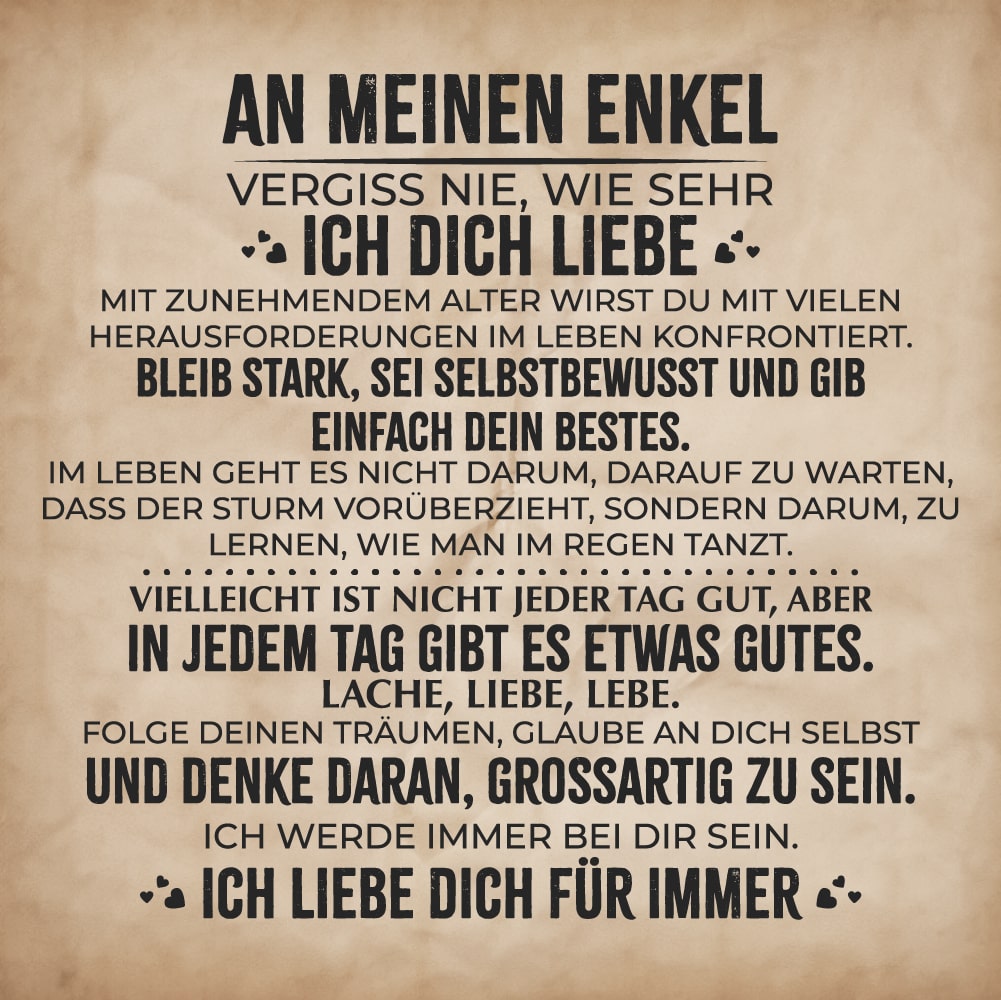 An meinen Enkel - Geflochtenes Edelstahl Lederarmband