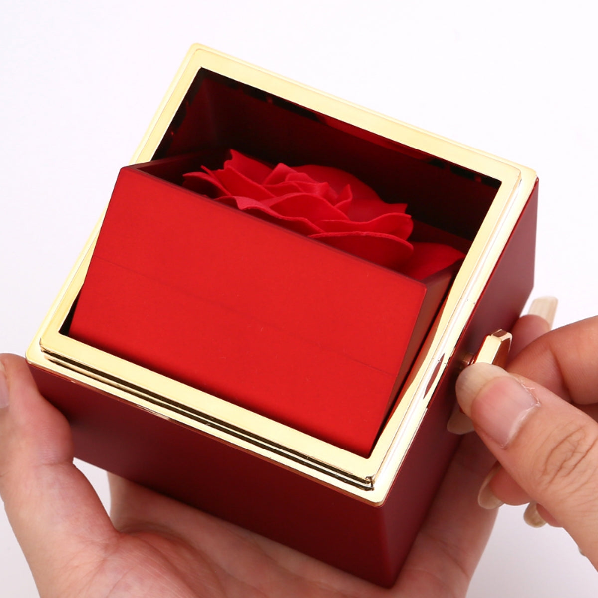 Ewige Rosenbox – mit Knoten-Halskette, Liebesnotiz und echter Rose