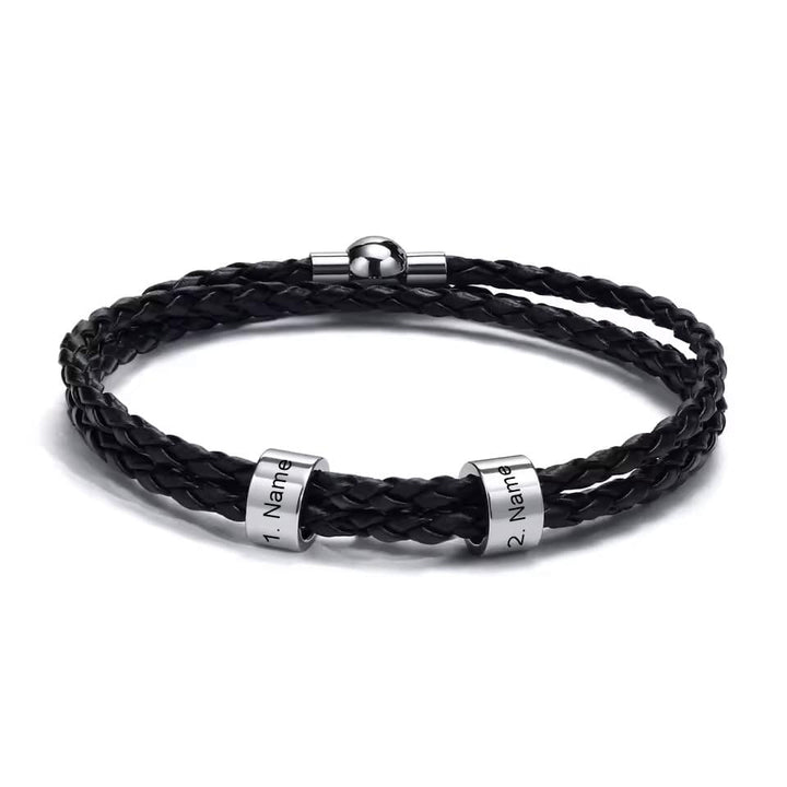 Personalisiertes Lederarmband mit Namensringen