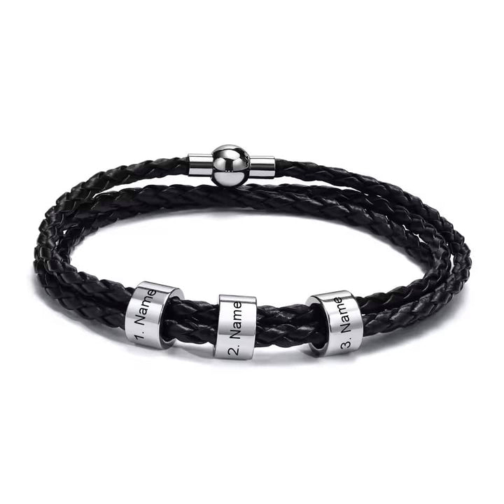Personalisiertes Lederarmband mit Namensringen