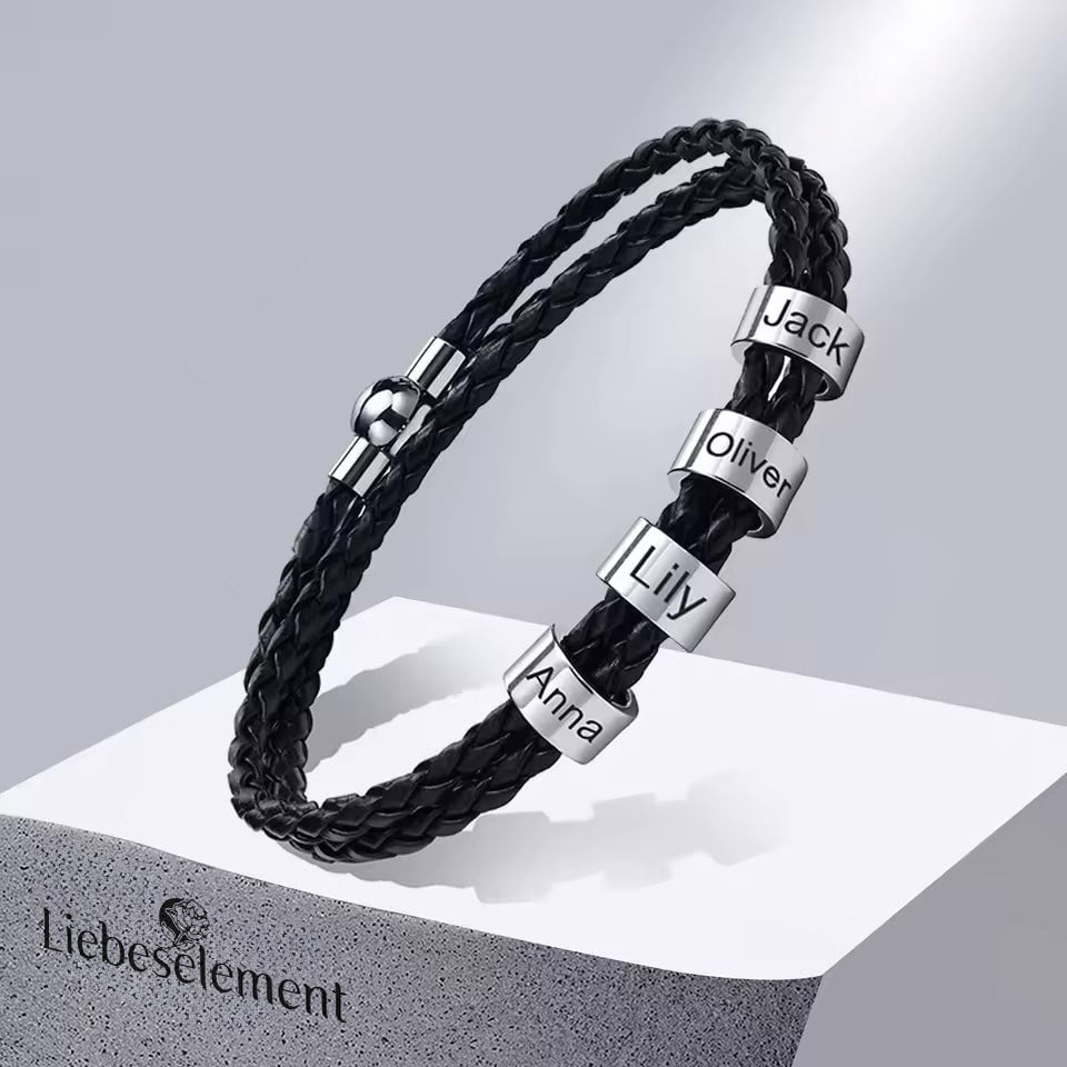 Personalisiertes Lederarmband mit Namensringen