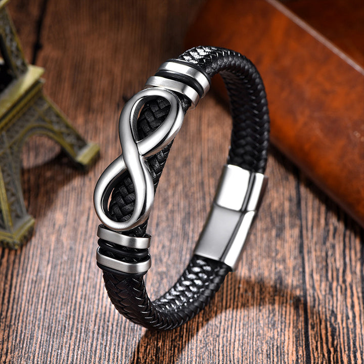 An Meinen Sohn - Herren Unendlichkeit Lederarmband mit Geschenkbox