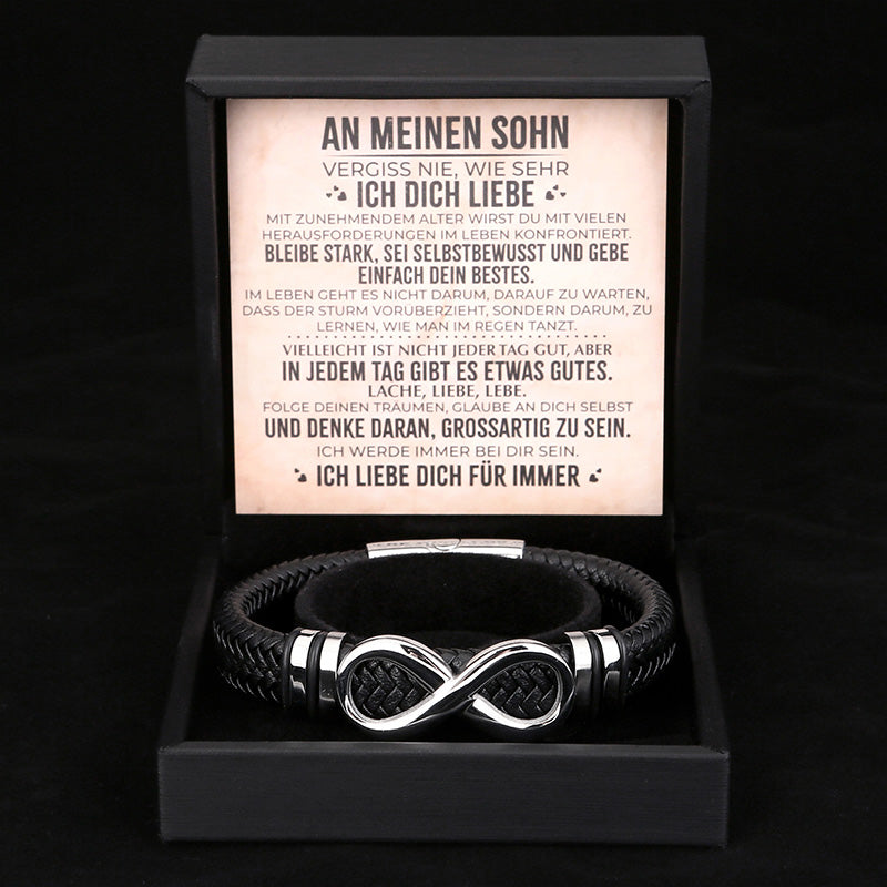 An Meinen Sohn - Herren Unendlichkeit Lederarmband mit Geschenkbox