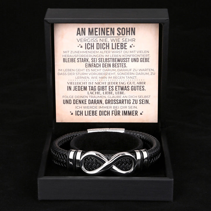 An Meinen Sohn - Herren Unendlichkeit Lederarmband mit Geschenkbox
