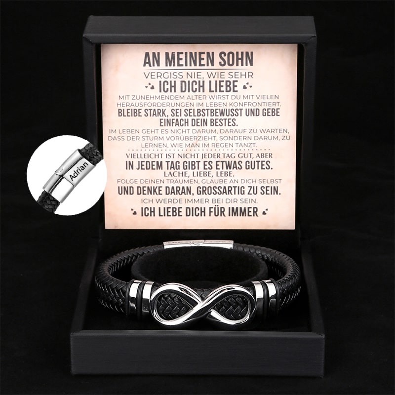 An Meinen Sohn - Herren Unendlichkeit Lederarmband mit Geschenkbox