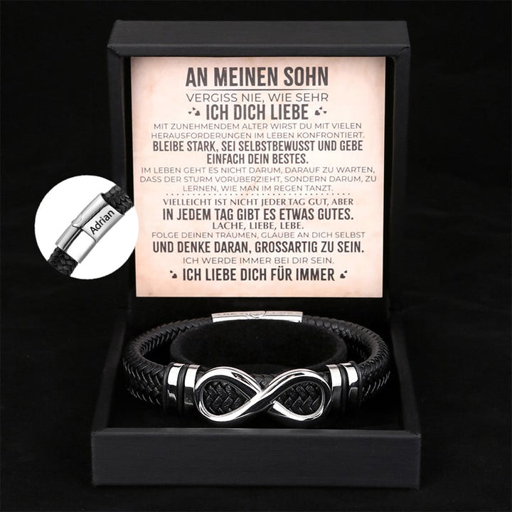 An Meinen Sohn - Herren Unendlichkeit Lederarmband mit Geschenkbox