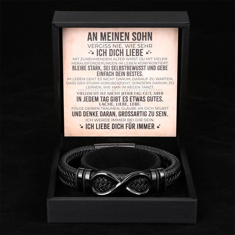 An Meinen Sohn - Herren Unendlichkeit Lederarmband mit Geschenkbox