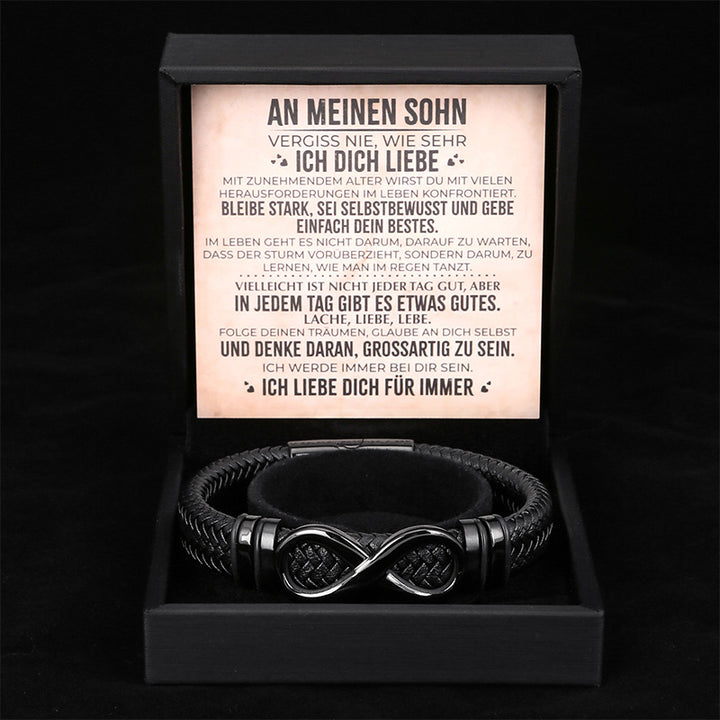 An Meinen Sohn - Herren Unendlichkeit Lederarmband mit Geschenkbox
