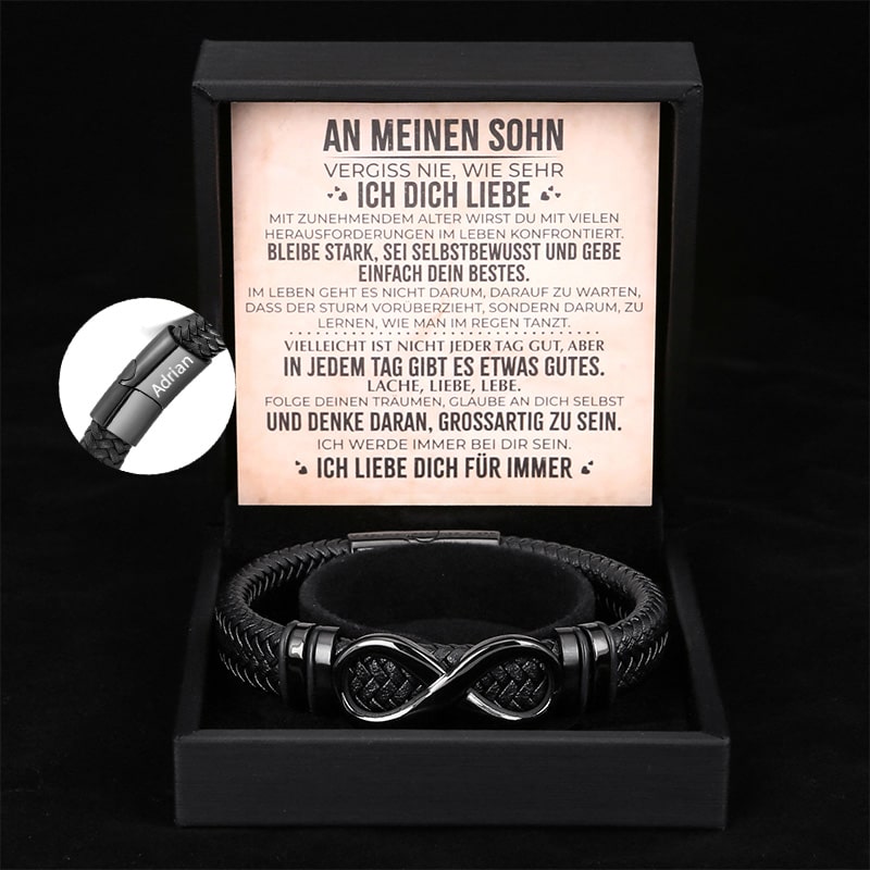 An Meinen Sohn - Herren Unendlichkeit Lederarmband mit Geschenkbox
