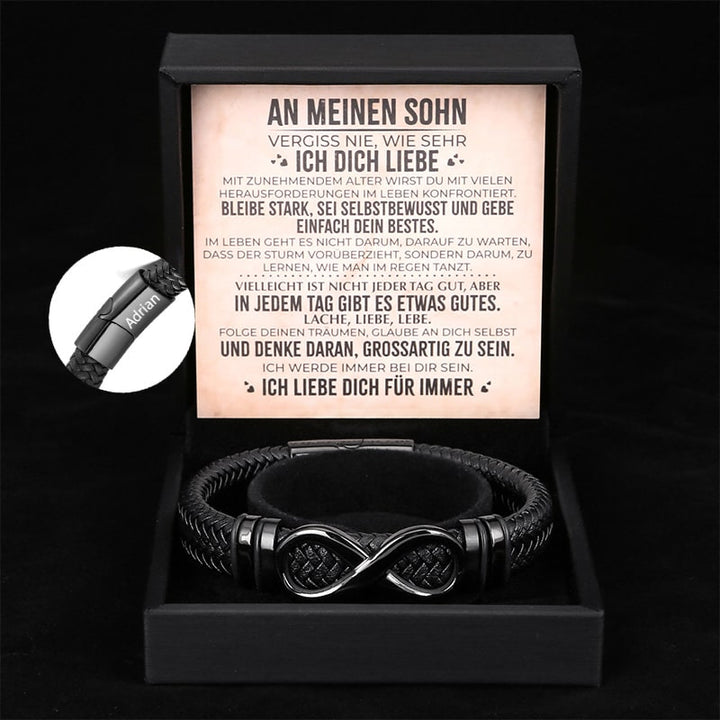 An Meinen Sohn - Herren Unendlichkeit Lederarmband mit Geschenkbox