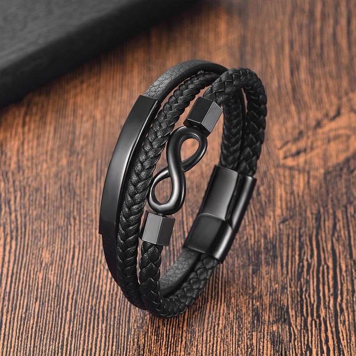 An Meinen Mann - Personalisiertes Herren Unendlichkeit Lederarmband mit Geschenkbox