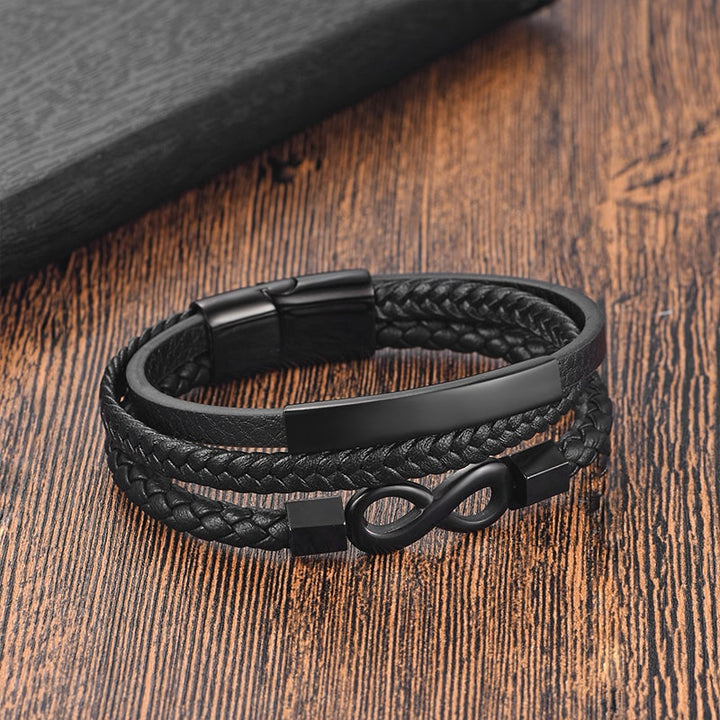 An Meinen Mann - Personalisiertes Herren Unendlichkeit Lederarmband mit Geschenkbox
