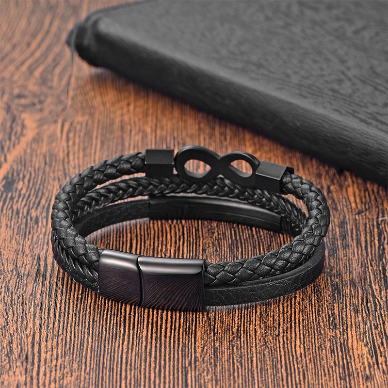 An Meinen Mann - Personalisiertes Herren Unendlichkeit Lederarmband mit Geschenkbox