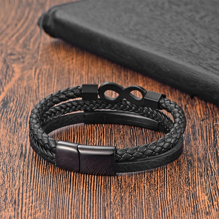 An Meinen Mann - Personalisiertes Herren Unendlichkeit Lederarmband mit Geschenkbox