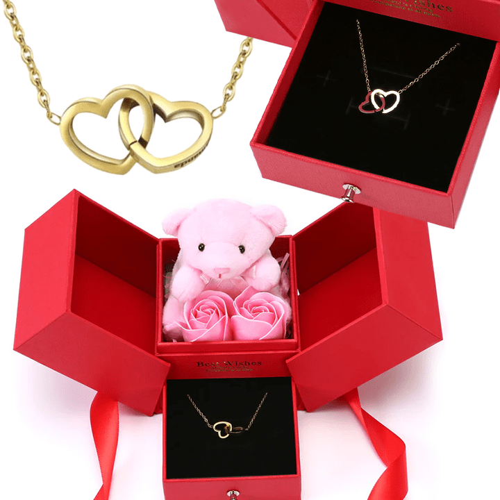Rosenbär Box - Gravierte Halskette & ewige Rosen
