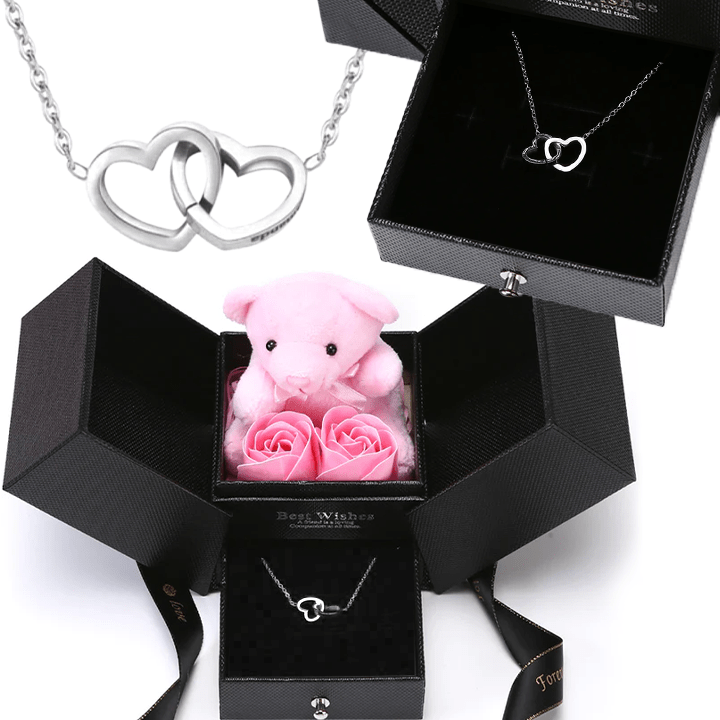 Rosenbär Box - Gravierte Halskette & ewige Rosen