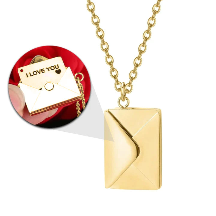 Liebesbrief Halskette mit personalisierter Nachricht oder Bild