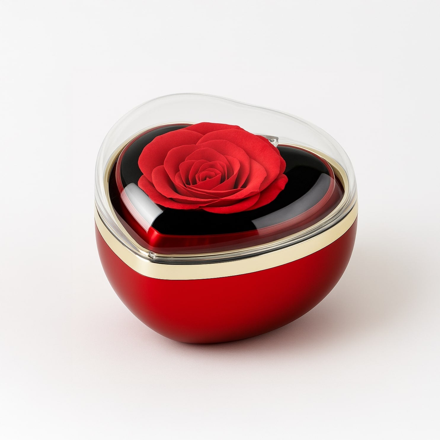 Rotierende Rosenbox - Mit Namensgravur Doppelherzkette