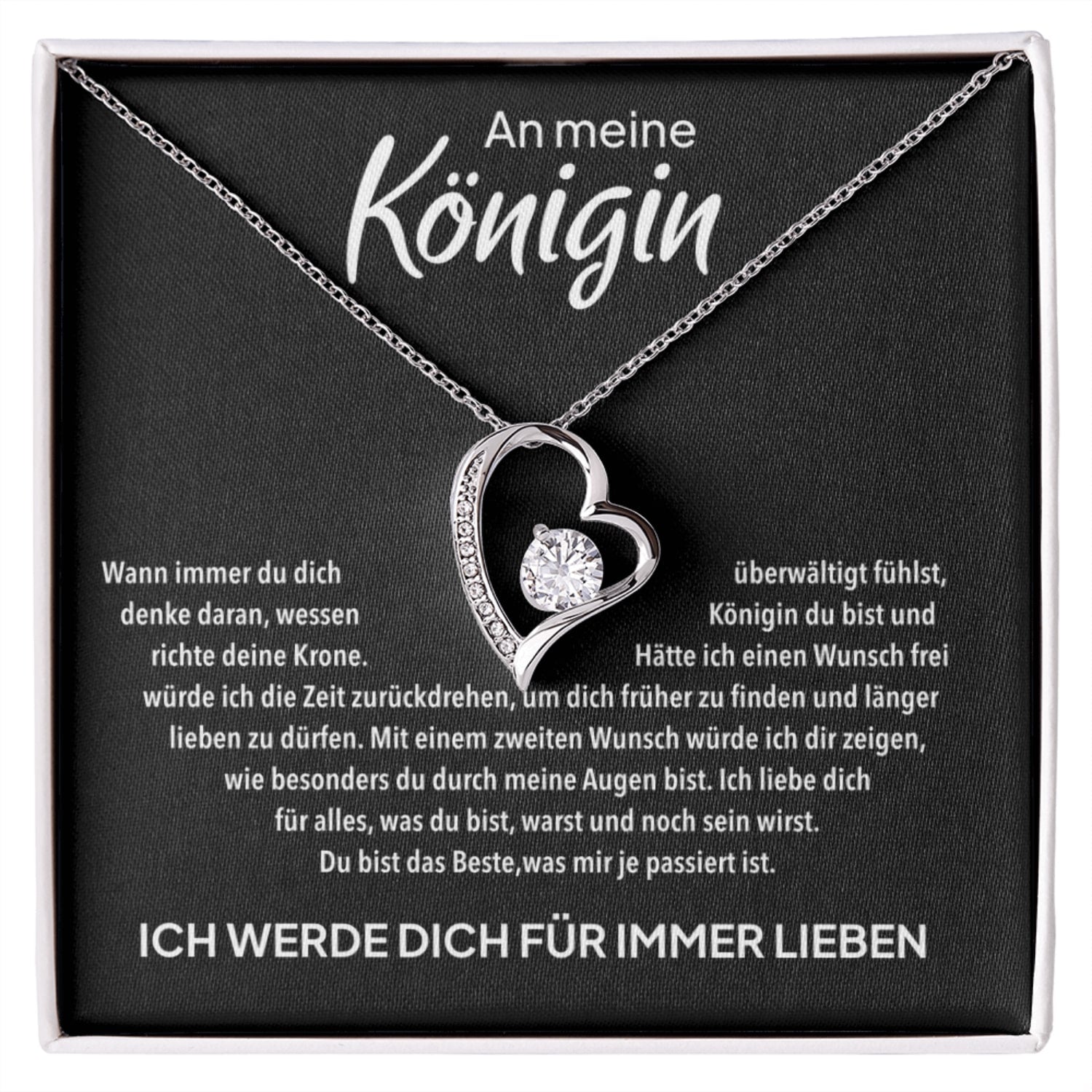 14k Weißgold Ausführung Herz Halskette - An meine Königin