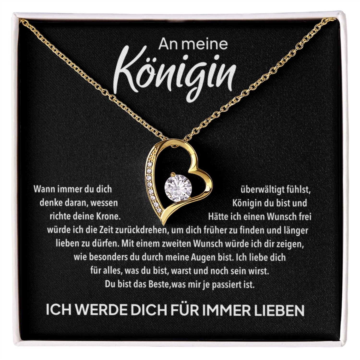 14k Weißgold Ausführung Herz Halskette - An meine Königin