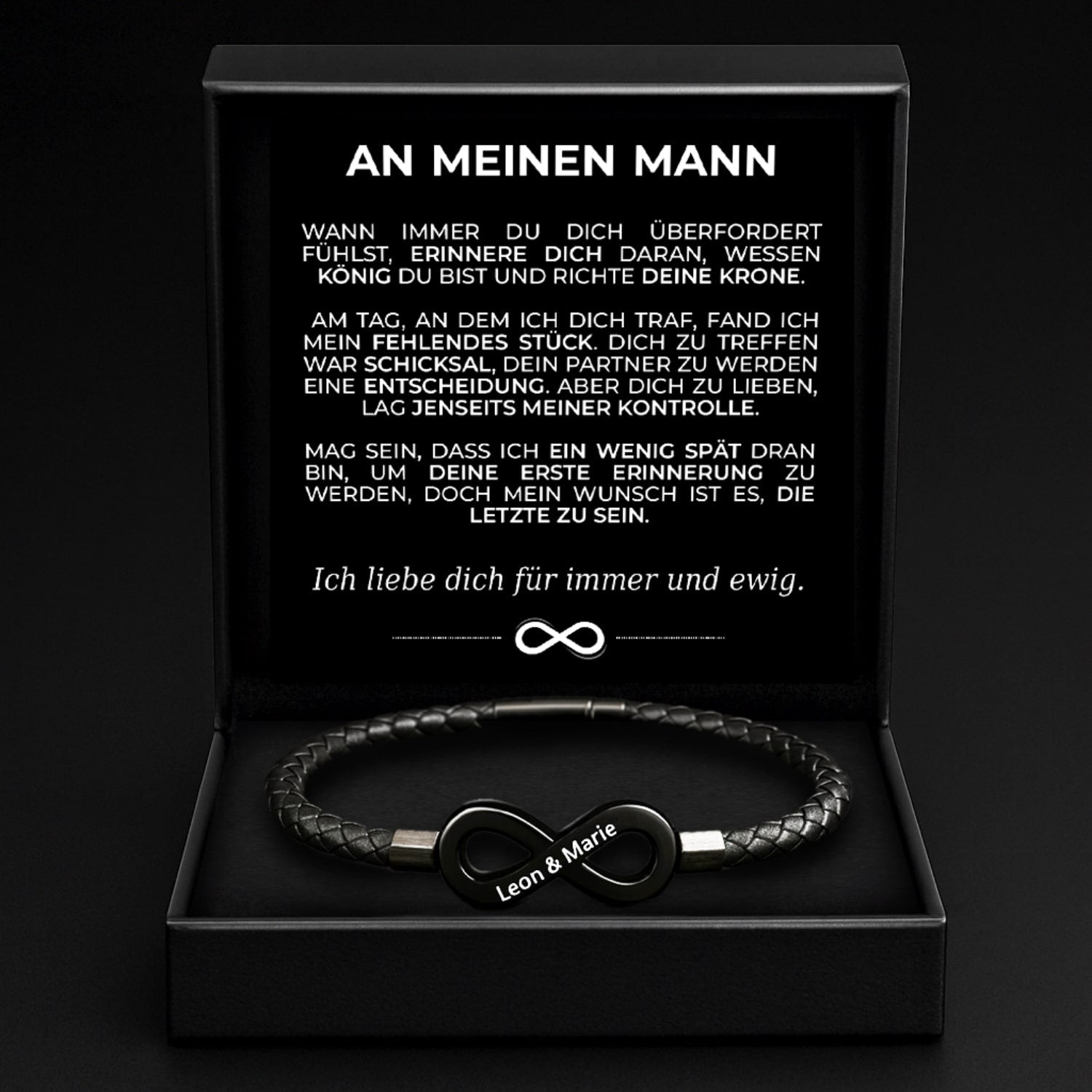 "An meinen Mann" - Personalisiertes Unendlichkeits-Armband