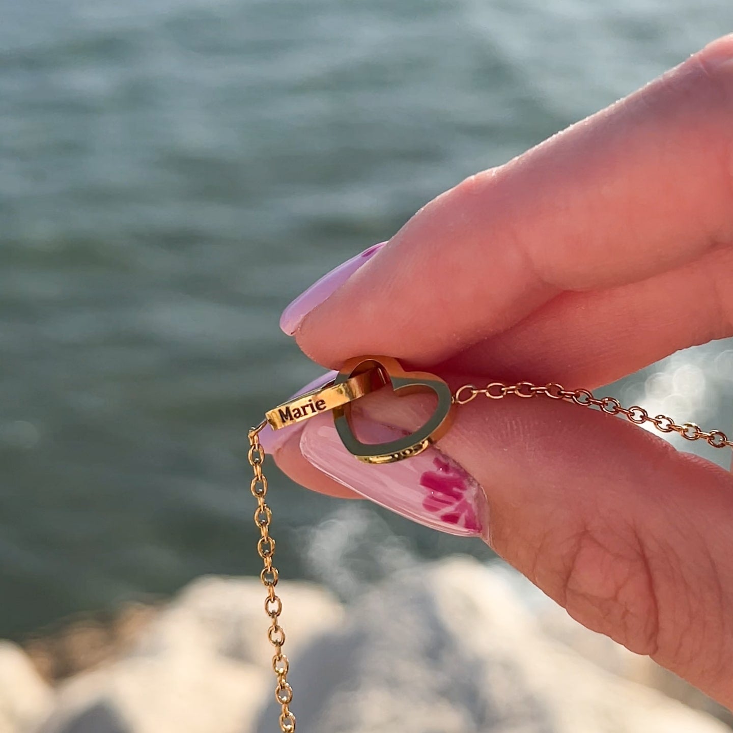 Ewige Rosenbox – mit Doppelherz Halskette und echter Rose