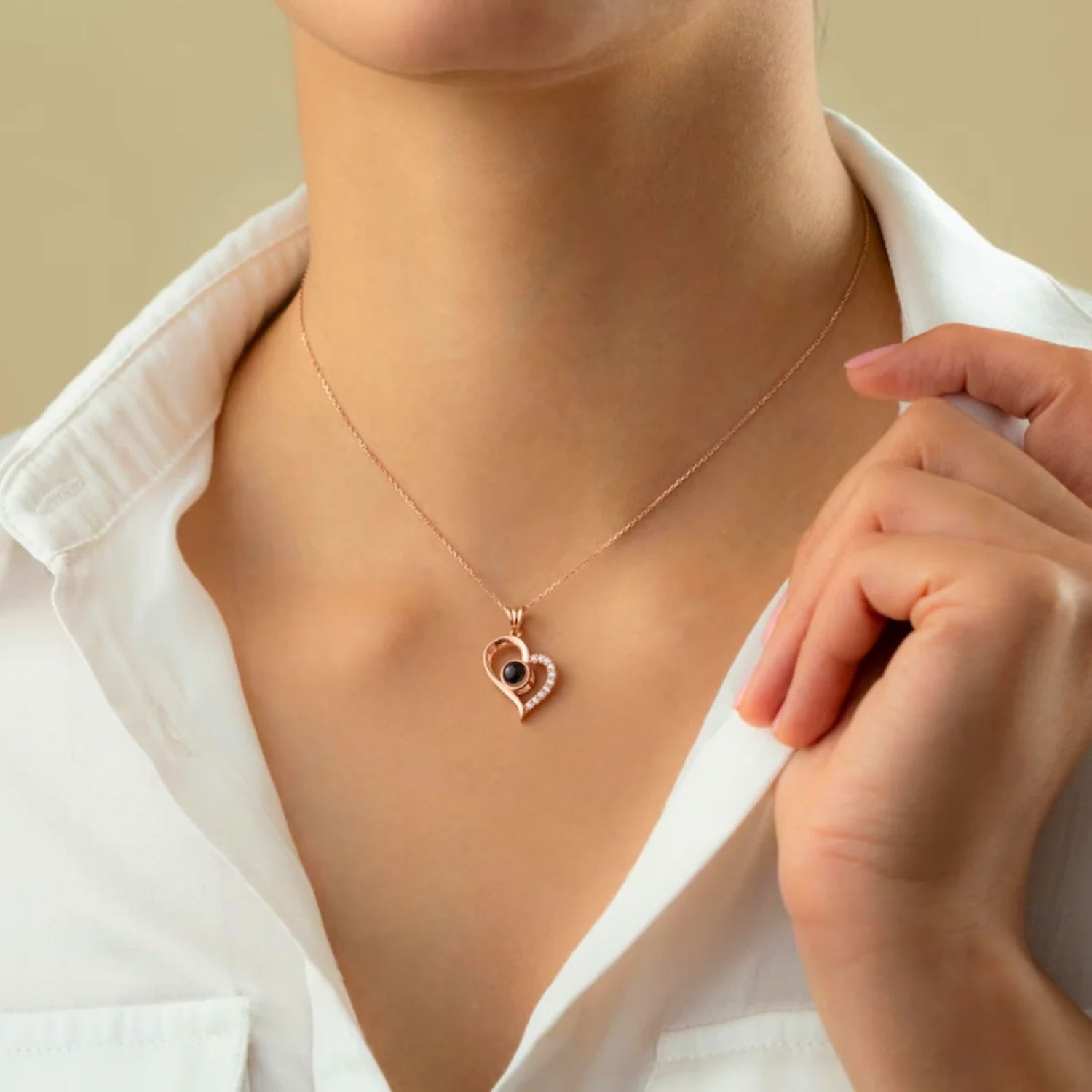 Personalisierte Herz Halskette mit Foto