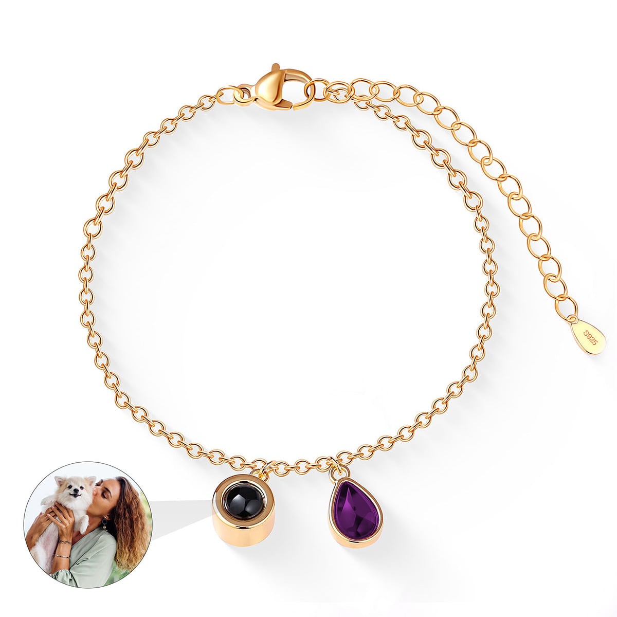 Fotoarmband mit eigenem Foto - Geburtsstein